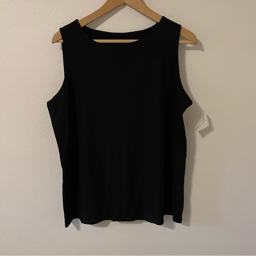Coldwater Creek Nouvelle Shell Black Sleeveless Tank Textured NWT-Large